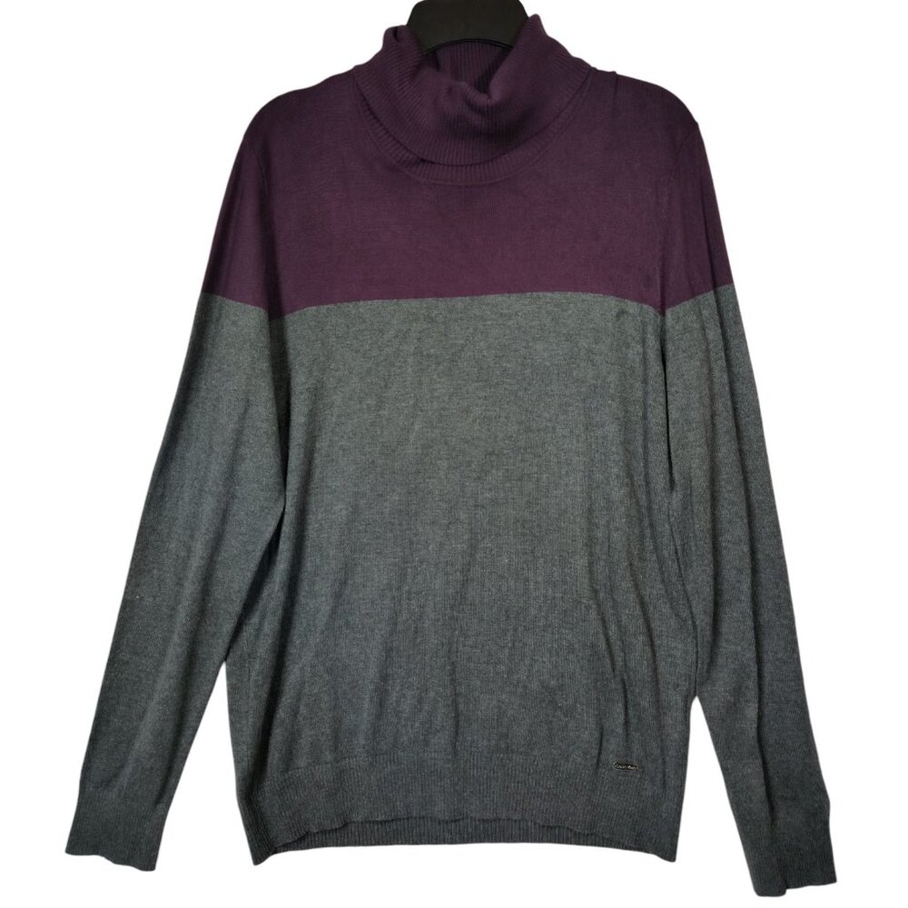 Calvin Klein Turtle Neck Sweater Long Sleeve Purple Gray Women's Size Large